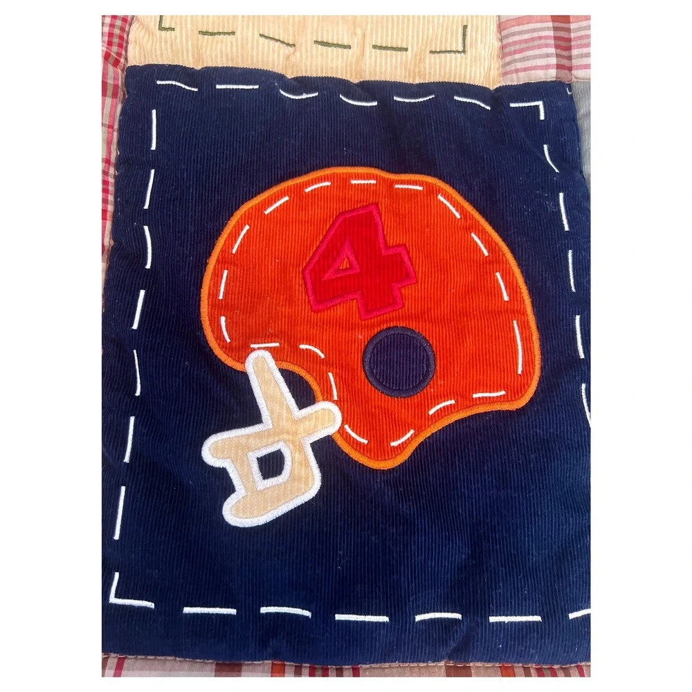 Kids Sports Patchwork Quilt Corduroy Plaid ‎ Blanket, Baseball, Football ,Soccer